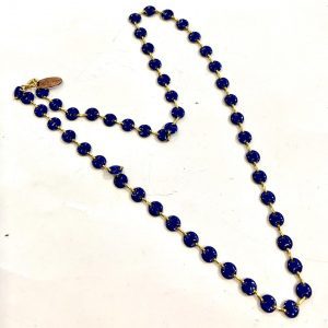 collana ottone smaltata blu ovale piatto