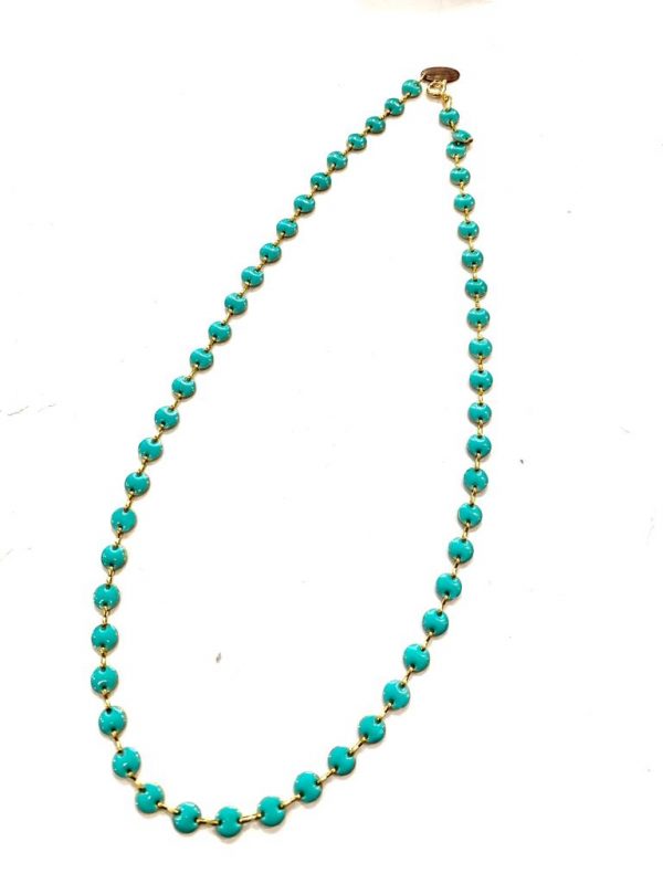 collana ottone smaltata tondi verde acqua