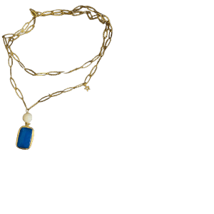 collana acciaio dorato agata bluette