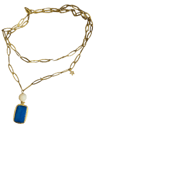 collana acciaio dorato agata bluette