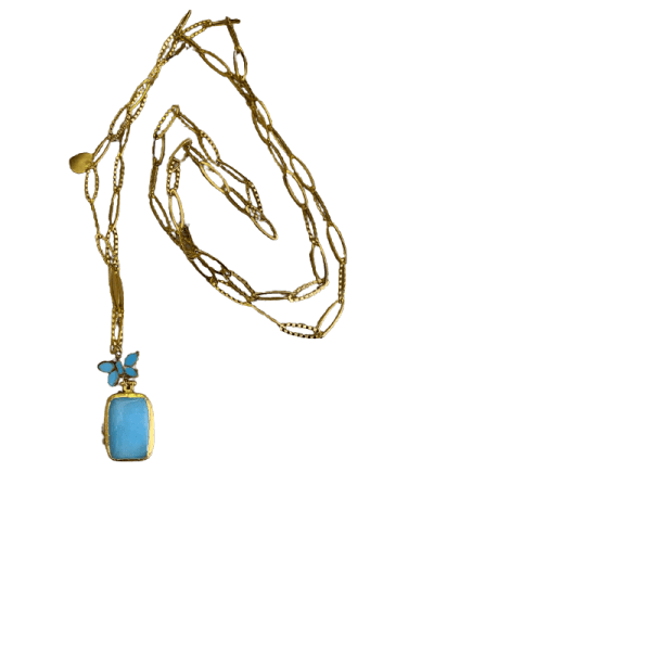 collana acciaio dorato ciondolo agata